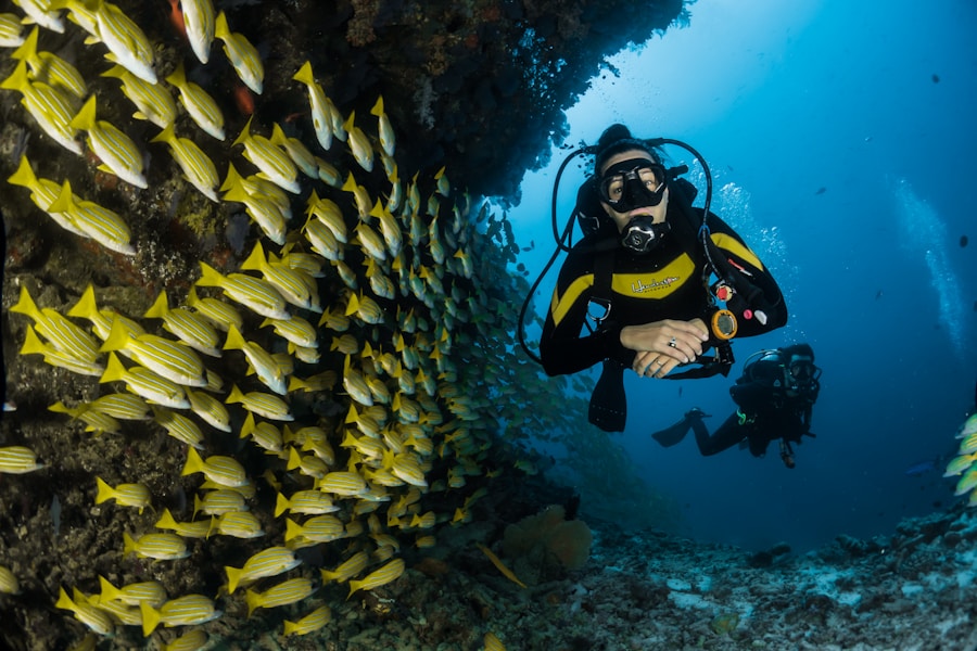 Scuba instructor underwater